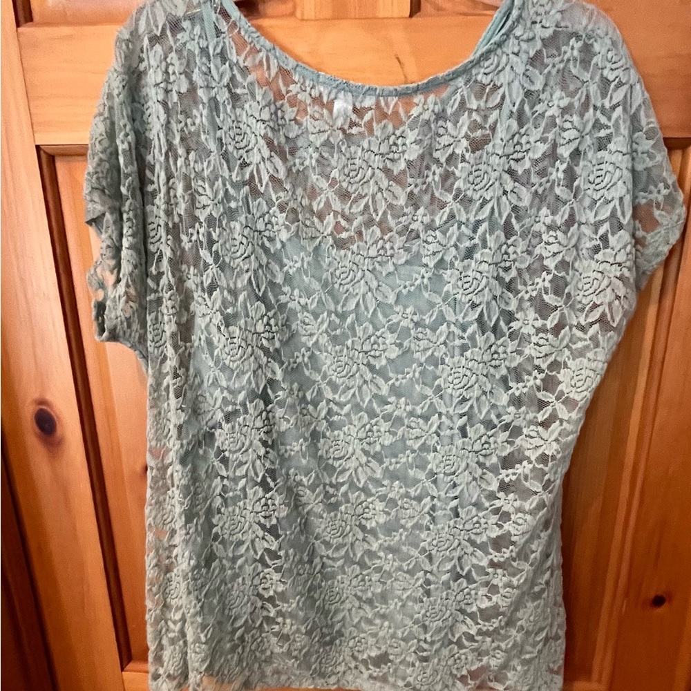 Dressbarn plus sz mint green lace overlay top